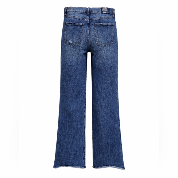 Sz 30 DAZE High Rise Distressed Wide Leg | Medium Wash | Trendy Relaxed Fit - Picture 3 of 7